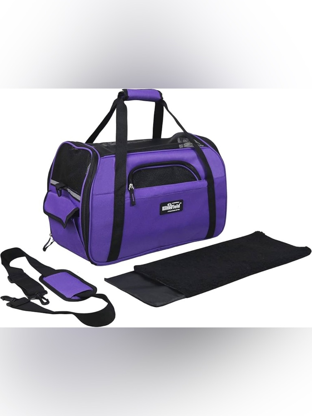 Elite Field Purple & Black Small Dog & Cat Carrier with Removable Pad & Mesh